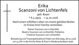 Traueranzeige Erika Scanzoni von Lichtenfels