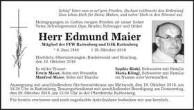Traueranzeige Edmund Maier
