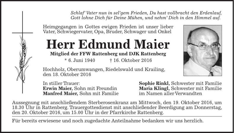 Traueranzeige Edmund Maier