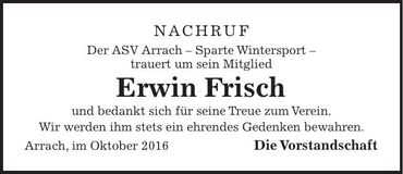 Traueranzeige Erwin Frisch