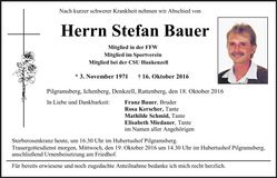 Traueranzeige Stefan Bauer