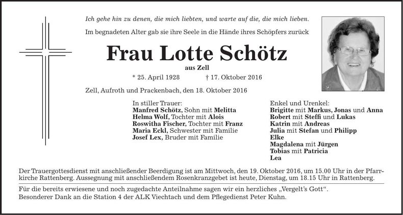 Traueranzeige Schötz Lotte