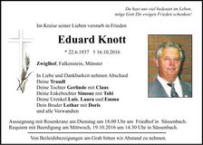 Traueranzeige Eduard Knott