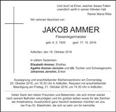 Traueranzeige Jakob Ammer