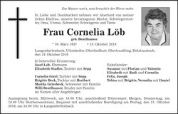 Traueranzeige Cornelia Löb