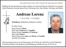 Traueranzeige Andreas Lorenz
