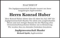 Traueranzeige Konrad Huber