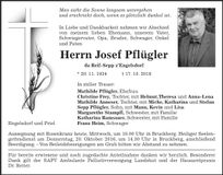 Traueranzeige Josef Pflügler