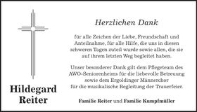 Traueranzeige Hildegard Reiter