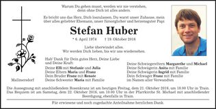 Traueranzeige Stefan Huber