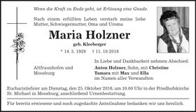 Traueranzeige Maria Holzner