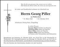 Traueranzeige Georg Piller