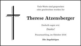 Traueranzeige Therese Atzensberger