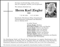 Traueranzeige Karl Ziegler