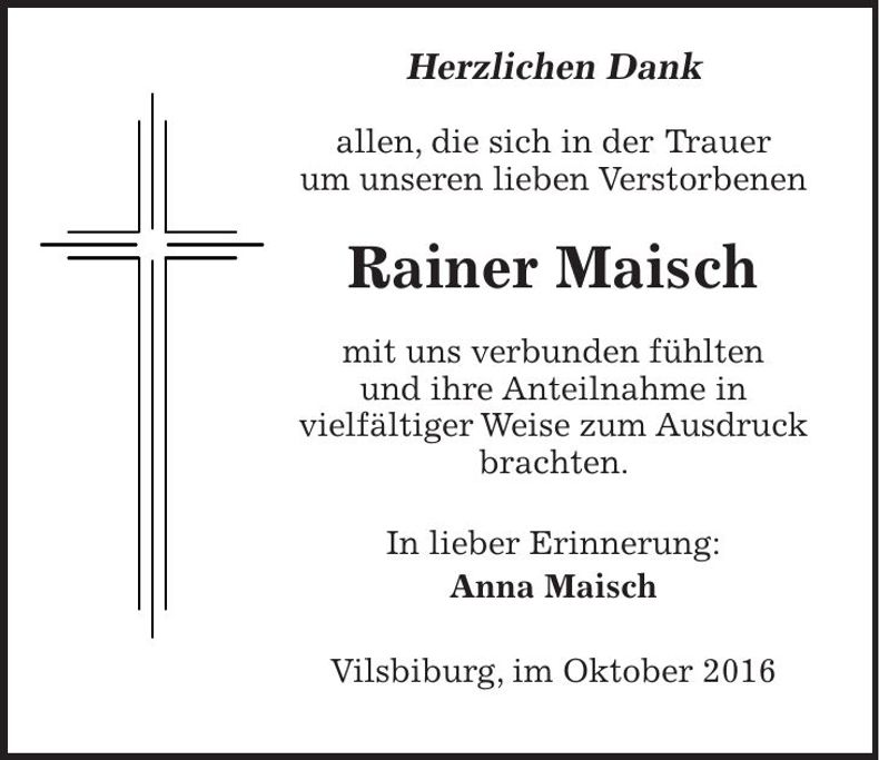 Traueranzeige Rainer Maisch