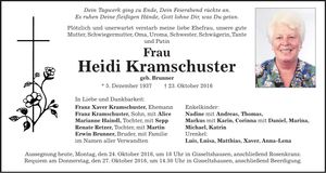 Traueranzeige Heidi Kramschuster