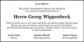 Traueranzeige Georg Wippenbeck