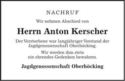Traueranzeige Anton Kerscher