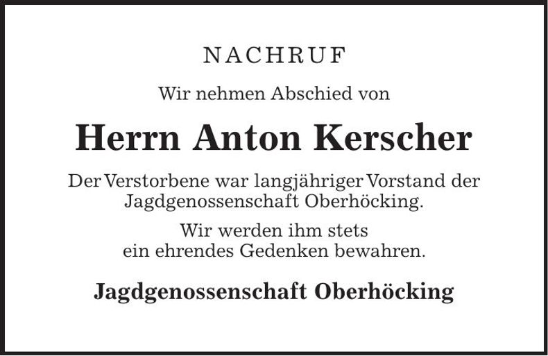 Traueranzeige Anton Kerscher