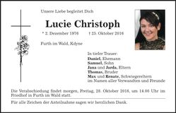 Traueranzeige Lucie Christoph