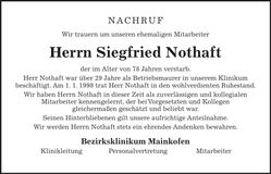 Traueranzeige Siegfried Nothaft