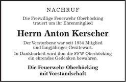 Traueranzeige Anton Kerscher