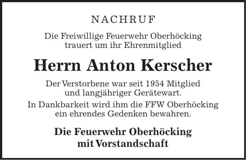 Traueranzeige Anton Kerscher