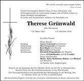 Traueranzeige Therese Grünwald
