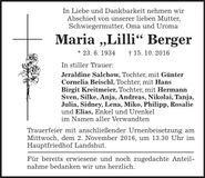 Traueranzeige Maria Berger