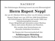 Traueranzeige Rupert Neppl