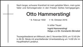 Traueranzeige Otto Hammerstingl