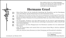 Traueranzeige Hermann Grasl