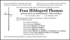Traueranzeige Hildegard Thomas