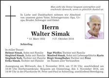 Traueranzeige Walter Simak