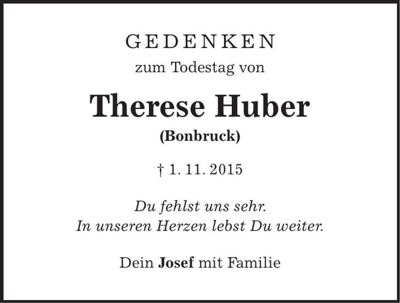 Traueranzeige Therese Huber