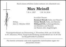 Traueranzeige Max Meindl