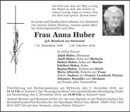 Traueranzeige Anna Huber