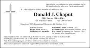 Traueranzeige Donald J. Chaput
