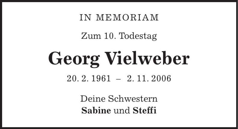 Traueranzeige Georg Vielweber