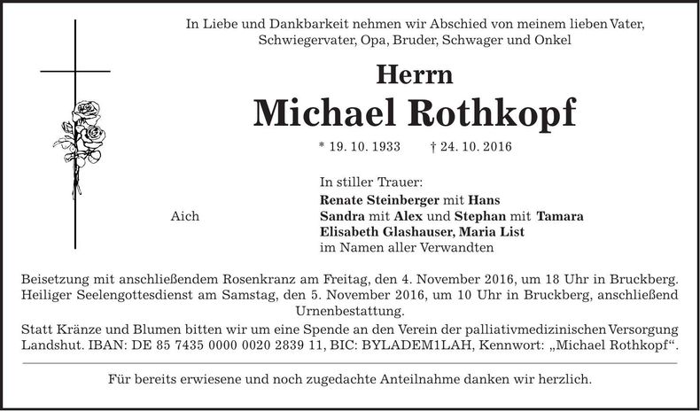 Traueranzeige Michael Rothkopf