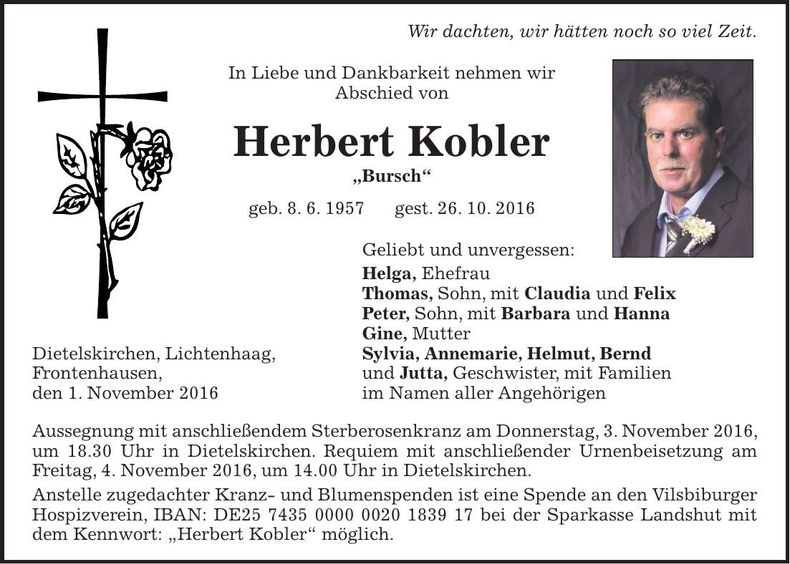 Traueranzeige Herbert Kobler