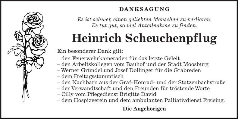 Traueranzeige Heinrich Scheuchenpflug