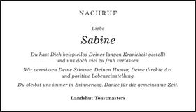 Traueranzeige Sabine Stix