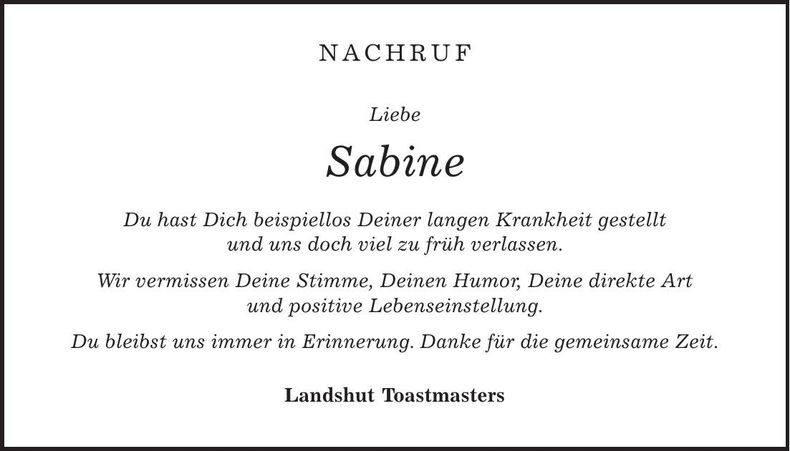 Traueranzeige Sabine Stix
