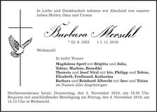 Traueranzeige Barbara Morschl