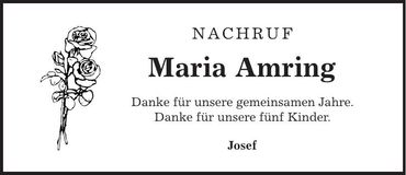 Traueranzeige Maria Amring