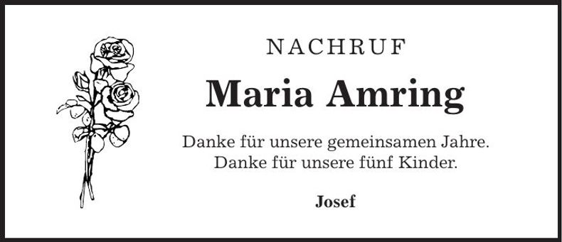 Traueranzeige Maria Amring