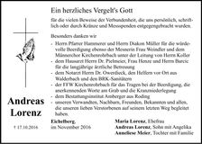 Traueranzeige Andreas Lorenz