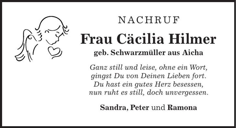 Traueranzeige Cäcilia Hilmer