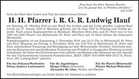 Traueranzeige Ludwig Hauf